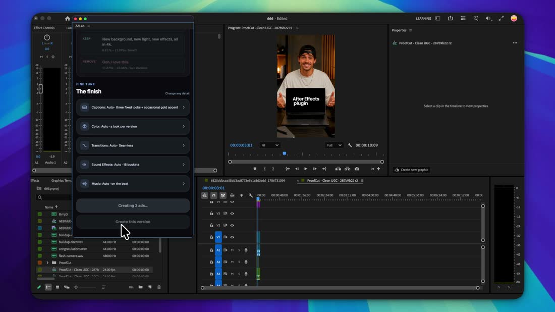 AdLab workflow preview: Set the finish.