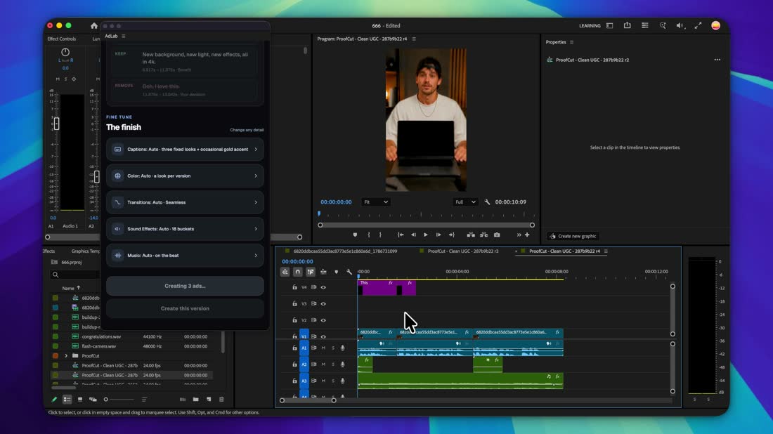 AdLab workflow preview: Bring it to the timeline.